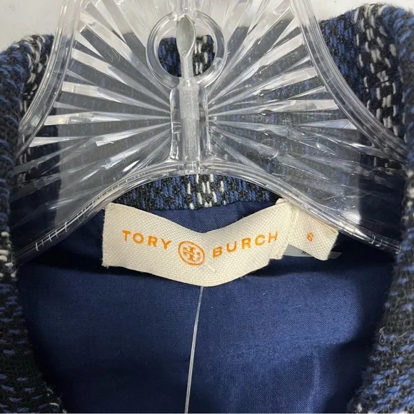 $695 Tory Burch 6 Luna Embellished Beaded Coat Striped Woven Long  display picture 1
